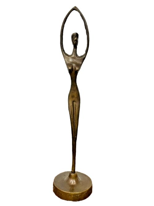 Mid Century Modernist Bronze Ballerina Sculpture Abstract Female Dancer C.1940