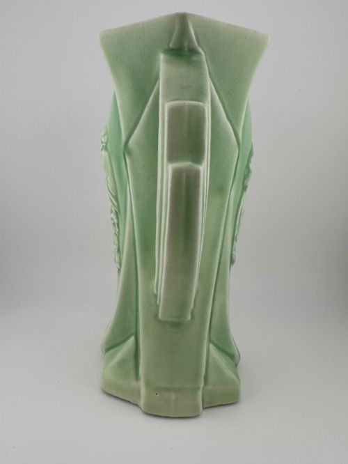 fig 2. 1930s Delcroft Ware Art Deco Green Oriental Geisha Jug Vase J T Fell No.727 18.5cm