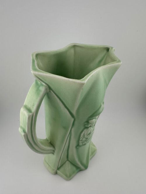 fig 5. 1930s Delcroft Ware Art Deco Green Oriental Geisha Jug Vase J T Fell No.727 18.5cm