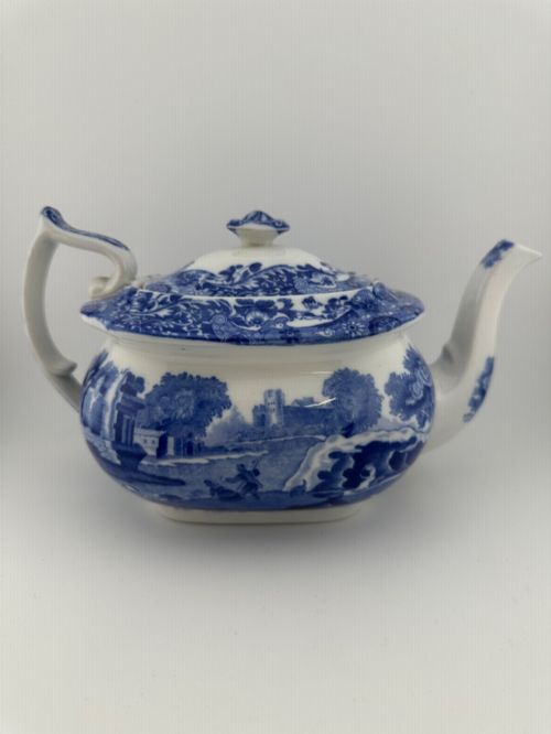 Antique Teapot Copeland Spode Blue Italian Egyptian Shape C.1920