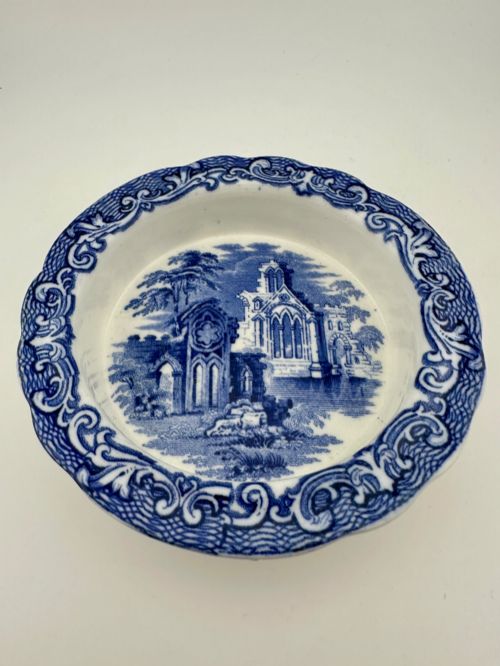 Antique George Jones Abbey 1790 Blue & White Transferware Sweet Dish C.1920