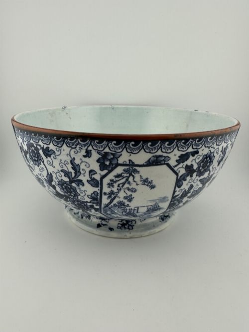 Royal Bonn Tokio Blue & White Footed Bowl C.1900 Franz Anton Mehlem Pottery
