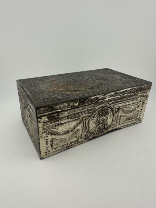 Antique C.1920 State Express 333 Embossed Metal Cigarette Box – Cherub Decoration