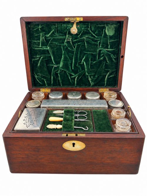 Victorian Rosewood Vanity Dressing Jewellery Box Mother of Pearl Secret Drawer C1860