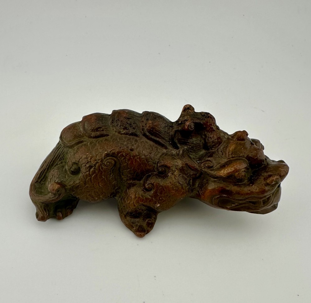 Chinese Bronze Dragon Scholar’s Paperweight / Brush Rest, c.1900 View II