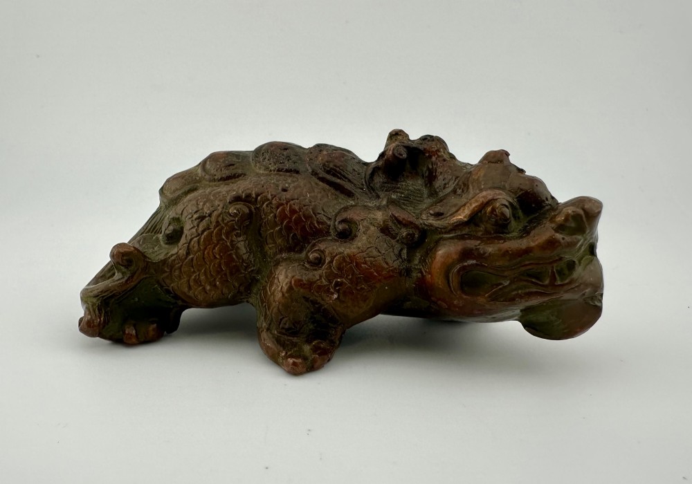Chinese Bronze Dragon Scholar’s Paperweight / Brush Rest, c.1900 View III