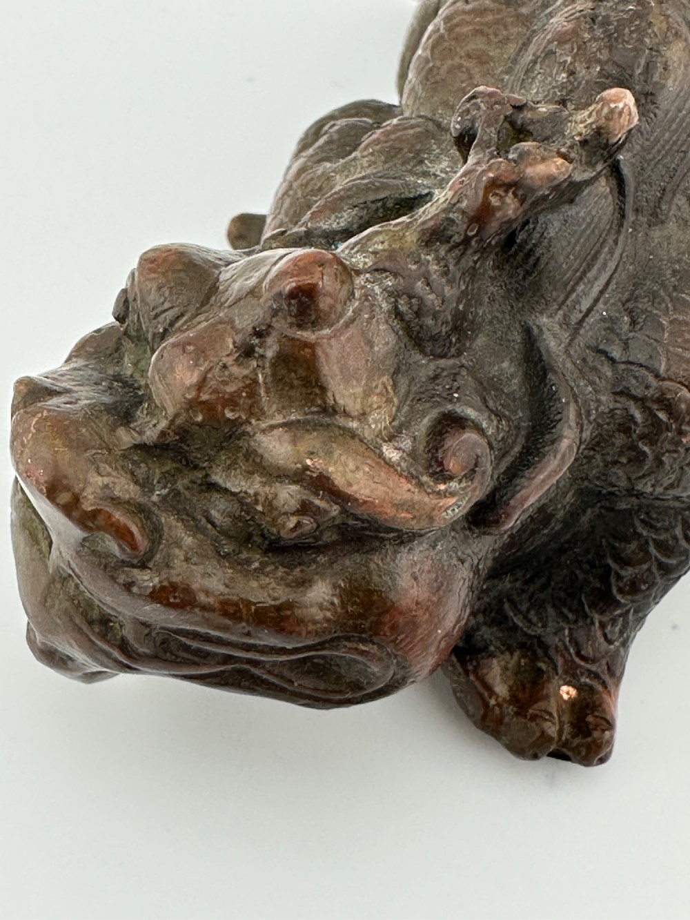 Chinese Bronze Dragon Scholar’s Paperweight / Brush Rest, c.1900 View X