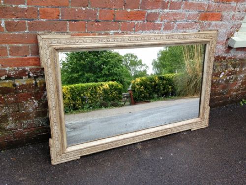 A Good Size Large Antique 19th Century French Painted Carved Wood & Gesso Shaped Mirror.