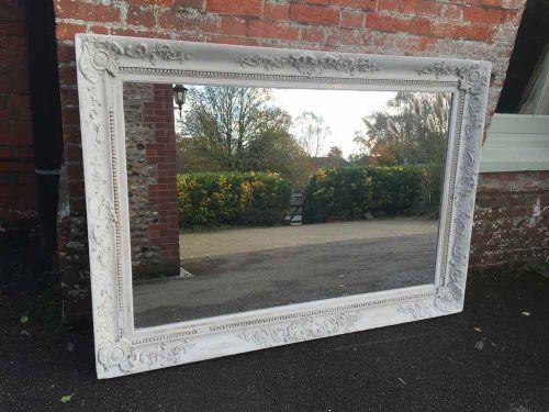 A Stunning Large Antique 19th Century English Distressed Painted Mirror