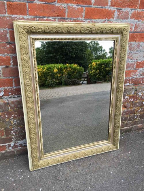 A Very Useful Size Antique 19th Century French Carved Wood & Gesso Original Mirror.