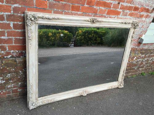 A Stunning Early Antique 19th Century French Carved Wood and Gesso Painted Louis Philippe Mirror.