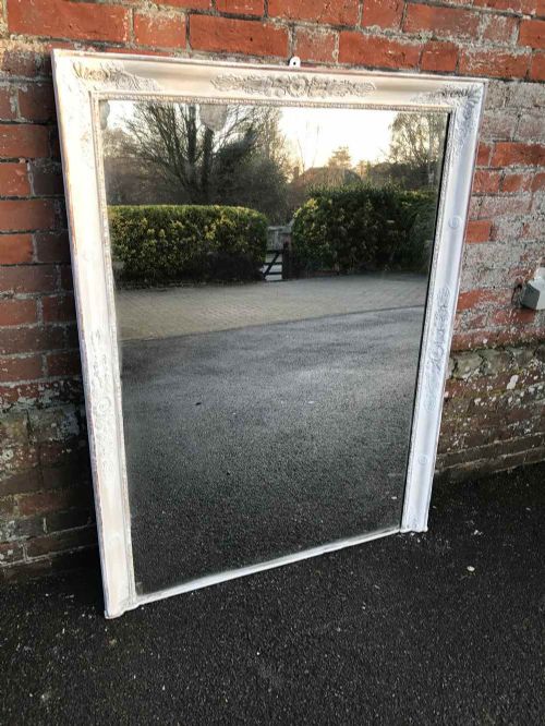 A Good Size Early Antique 19th Century French Original Distressed Painted Louis Philippe Overmantel Mirror.
