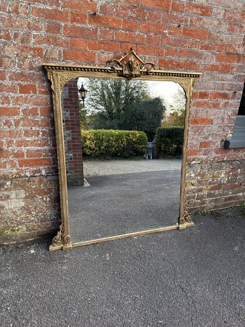 A Wonderful Antique English 19th Century Original Gilt Overmantle Mirror.