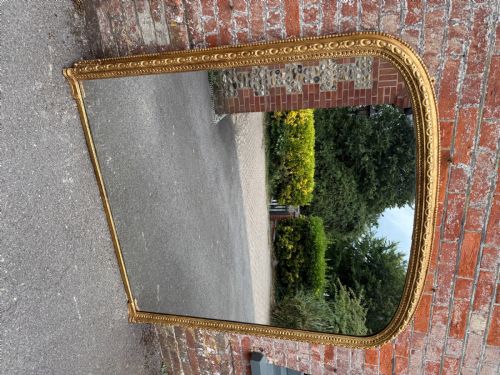 A STUNNING LARGE ANTIQUE ENGLISH 19TH CENTURY CARVED WOOD GESSO ARCHED TOP GILT OVERMANTLE MIRROR - ADDITIONAL PHOTO 6
