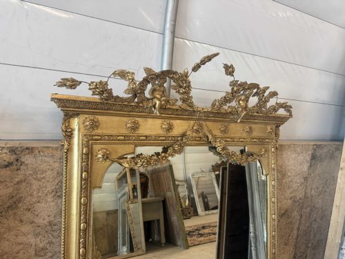 fig 1. An Exceptional large Antique English 19th Century Gilt Overmantle Mirror.