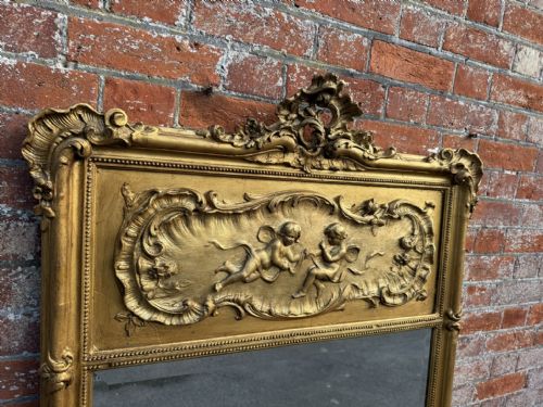 A FABULOUS LARGE ANTIQUE FRENCH 19TH CENTURY CARVED WOOD GESSO GILT MIRROR - ADDITIONAL PHOTO 1