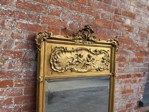 A FABULOUS LARGE ANTIQUE FRENCH 19TH CENTURY CARVED WOOD GESSO GILT MIRROR - ADDITIONAL PHOTO 5