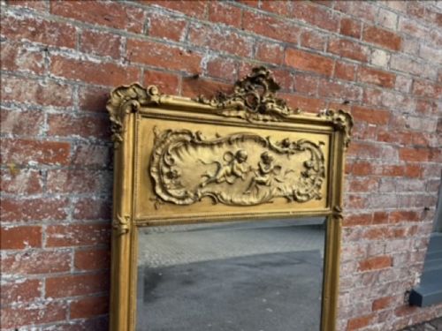 A FABULOUS LARGE ANTIQUE FRENCH 19TH CENTURY CARVED WOOD GESSO GILT MIRROR - ADDITIONAL PHOTO 6