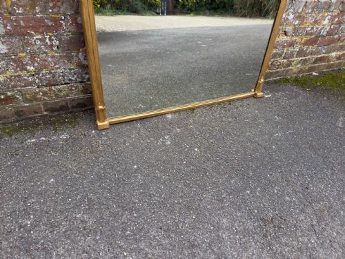 A WONDERFUL LARGE ANTIQUE ENGLISH 19TH CENTURY CARVED WOOD GESSO GILT OVERMANTLE MIRROR - ADDITIONAL PHOTO 2