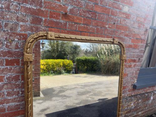 A STUNNING LARGE ANTIQUE ENGLISH 19TH CENTURY CARVED WOOD GESSO ROPE TWIST FRAMED MIRROR - ADDITIONAL PHOTO 1