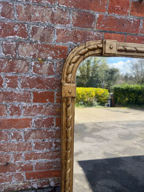 A STUNNING LARGE ANTIQUE ENGLISH 19TH CENTURY CARVED WOOD GESSO ROPE TWIST FRAMED MIRROR - ADDITIONAL PHOTO 4