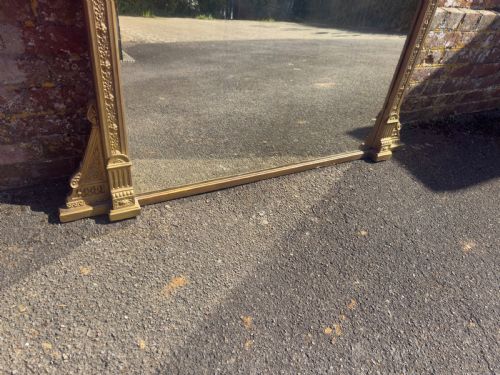A SUPERB LARGE ANTIQUE ENGLISH 19TH CENTURY CARVED WOOD GESSO GILT OVERMANTEL MIRROR - ADDITIONAL PHOTO 5