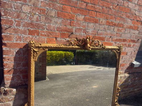 A HIGHLY IMPRESSIVE LARGE ANTIQUE ENGLISH 19TH CENTURY CARVED WOOD GESSO GILT OVERMANTEL MIRROR - ADDITIONAL PHOTO 5