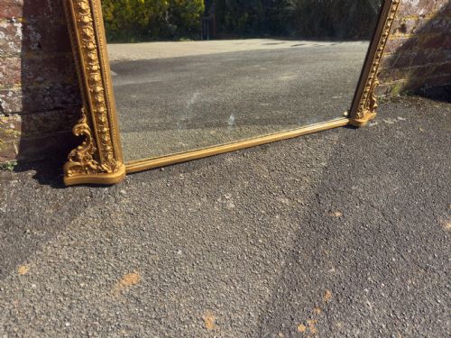 A DELIGHTFUL SMALL ANTIQUE ENGLISHN19TH CENTURY CARVED WOOD AND GESSO ARCHED TOP GILTOVERMANTEL MIRROR - ADDITIONAL PHOTO 5