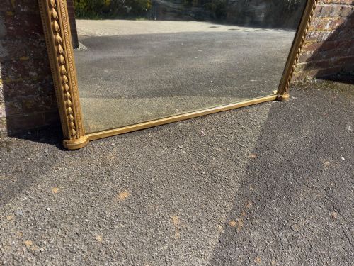 A SUPERB LARGE ANTIQUE ENGLISH 19TH CENTURY CARVED WOOD GESSO SHAPED TOP GILT OVERMANTEL MIRROR - ADDITIONAL PHOTO 5