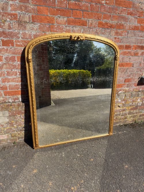 A WONDERFUL LARGE ANTIQUE ENGLISH 19TH CENTURY CARVED WOOD GESSO ARCHED TOP GILT ROPE TWIST FRAMED OVERMANTLE MIRROR