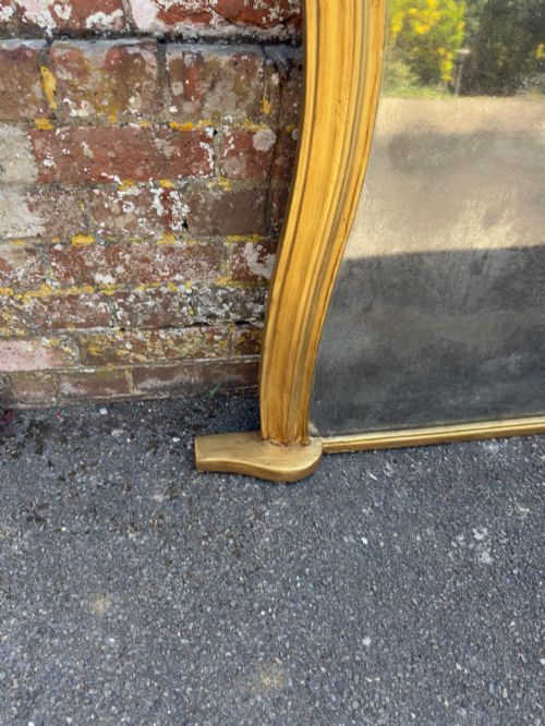 A SPECATULAR LARGE ANTIQUE ENGLISH 19TH CENTURY HOUR GLASS FRAMED GILT OVERMANTLE MIRROR - ADDITIONAL PHOTO 2