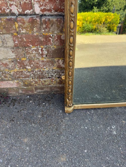 A FABULOUS LARGE ANTIQUE ENGLISH 19TH CENTURY CARVED WOOD GESSO SHAPED TOP GILT OVERMANTLE MIRROR - ADDITIONAL PHOTO 2