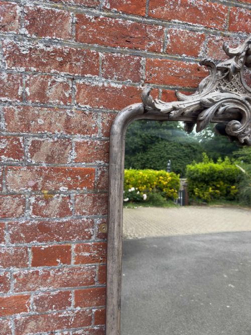 A SENSATIONAL LARGE ANTIQUE FRENCH 19TH CARVED WOOD GESSO ARCHED TOP SILVERED MIRROR - ADDITIONAL PHOTO 5