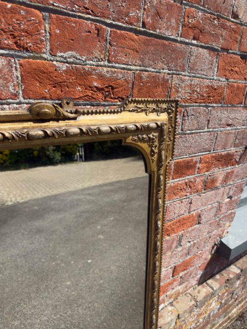 A SUPERB LARGE ANTIQUE ENGLISH 19TH CENTURY CARVED WOOD GESSO GILT OVERMANTLE MIRROR - ADDITIONAL PHOTO 5