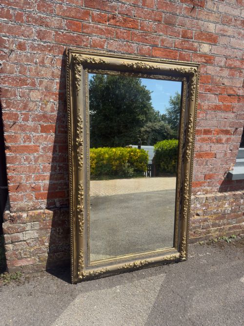 A STUNNING LARGE ANTIQUE FRENCH ANTIQUE 19TH CENTURY CARVED WOOD GESSO GILT PAINTED ORNATE FRAMED MIRROR