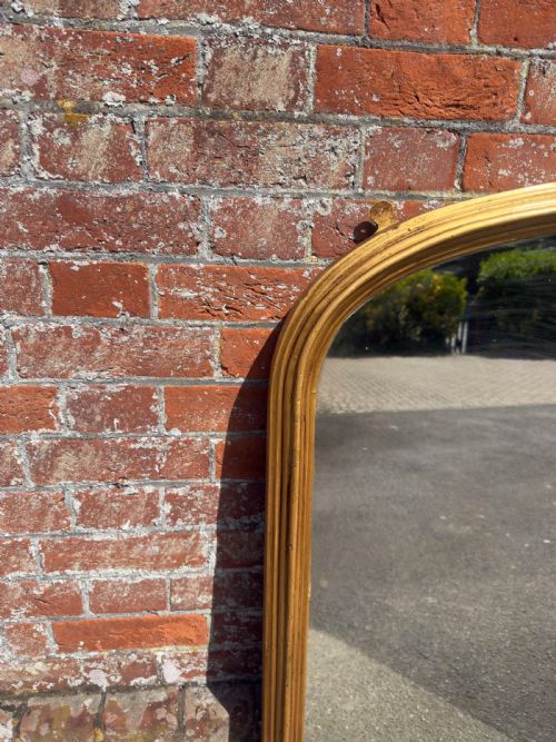 A WONDERFUL LARGE ANTIQUE ENGLISH 19TH CENTURY CARVED WOOD GESSO ARCHED TOP GILT OVERMANTLE MIRROR - ADDITIONAL PHOTO 2