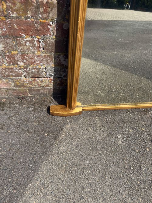 A WONDERFUL LARGE ANTIQUE ENGLISH 19TH CENTURY CARVED WOOD GESSO ARCHED TOP GILT OVERMANTLE MIRROR - ADDITIONAL PHOTO 6
