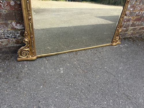 A DELIGHTFUL LARGE ANTIQUE ENGLISH 19TH CENTURY CARVED WOOD AND GESSO GILT OVERMANTLE MIRROR - ADDITIONAL PHOTO 3