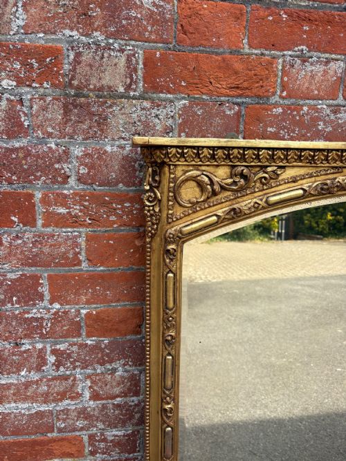 A DELIGHTFUL LARGE ANTIQUE ENGLISH 19TH CENTURY CARVED WOOD AND GESSO GILT OVERMANTLE MIRROR - ADDITIONAL PHOTO 1