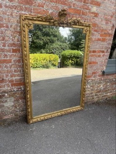 A Superb Large Antique French 19th Century Carved Wood & Gesso Gilt Tope Twist Framed Mirror.