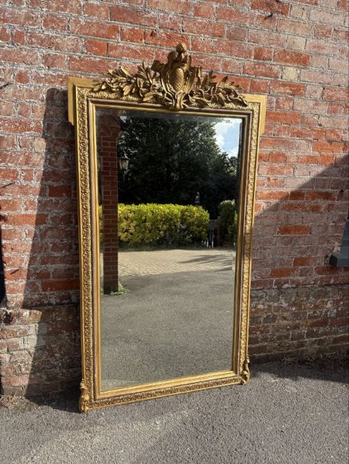 A Wonderful Large Antique English 19th Century Carved Wood & Gesso Gilt Mirror.