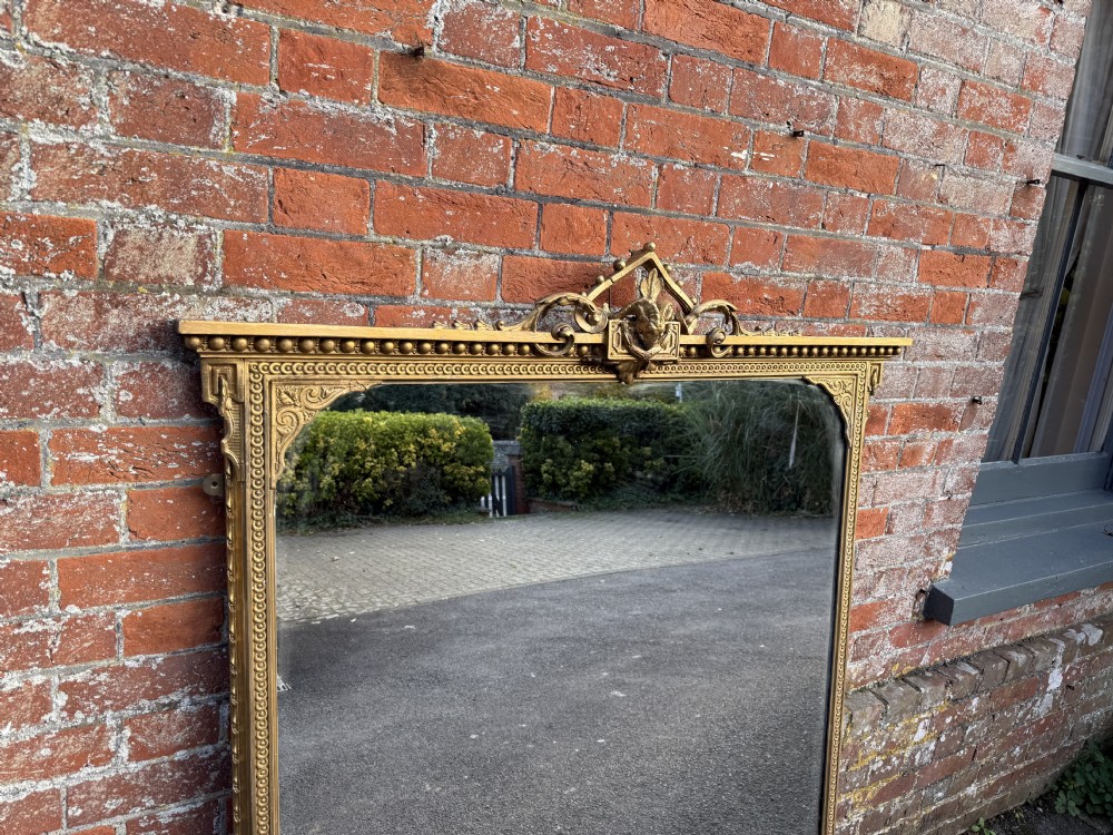 A Wonderful Antique English 19th Century original gilt Overmantle Mirror. View V