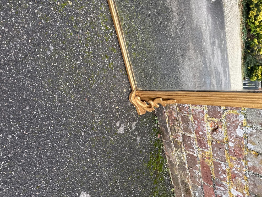 A Superb good size Antique English 19th Century carved wood & gesso gilt Overmantle Mirror. View IV