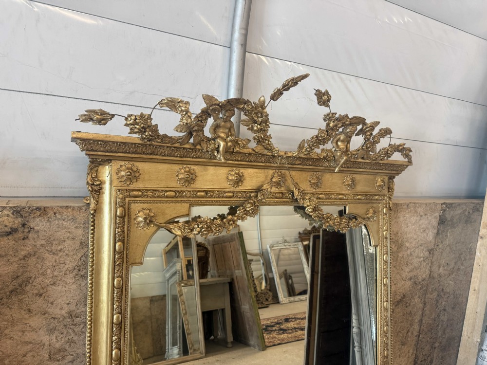 An Exceptional large Antique English 19th Century Gilt Overmantle Mirror. View II