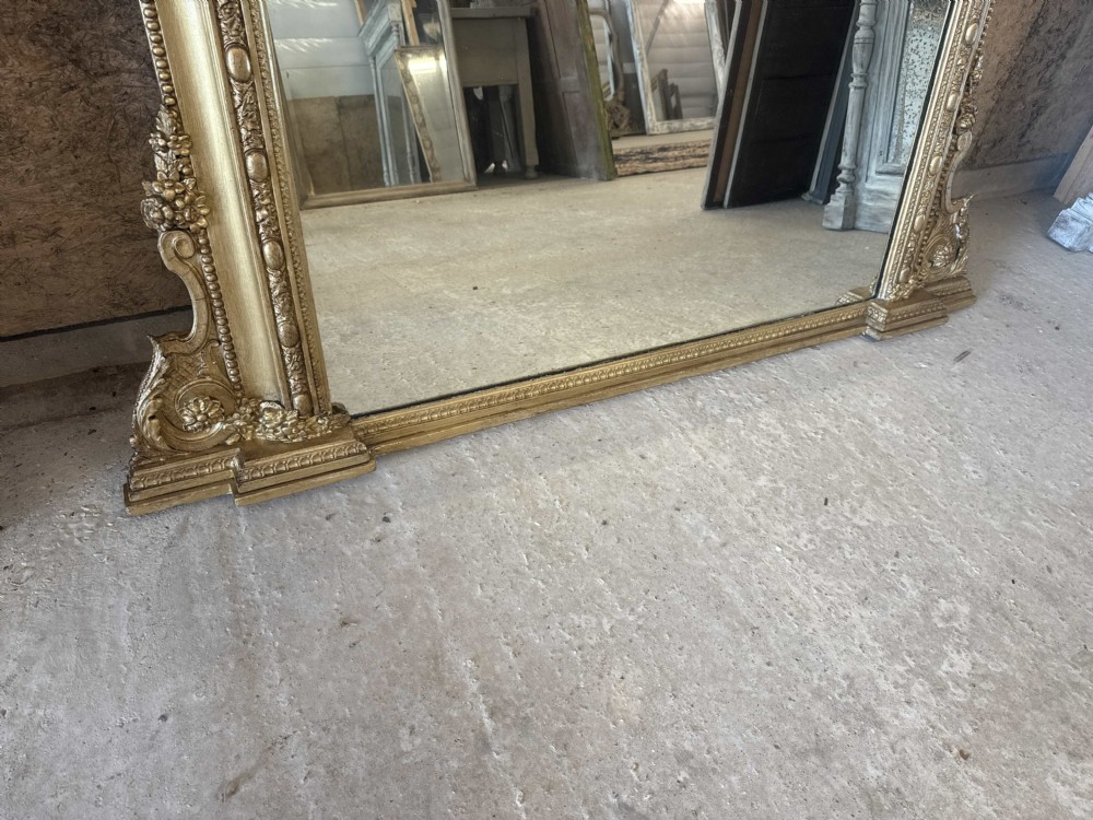 An Exceptional large Antique English 19th Century Gilt Overmantle Mirror. View V