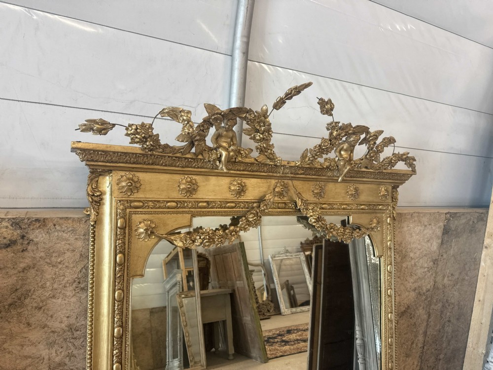 An Exceptional large Antique English 19th Century Gilt Overmantle Mirror. View VII