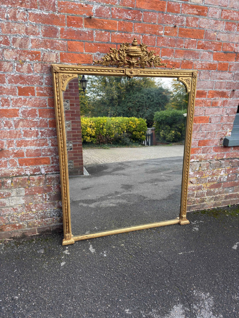 A Superb large Antique English 19th Century carved wood & gesso gilt Overmantle Mirror.