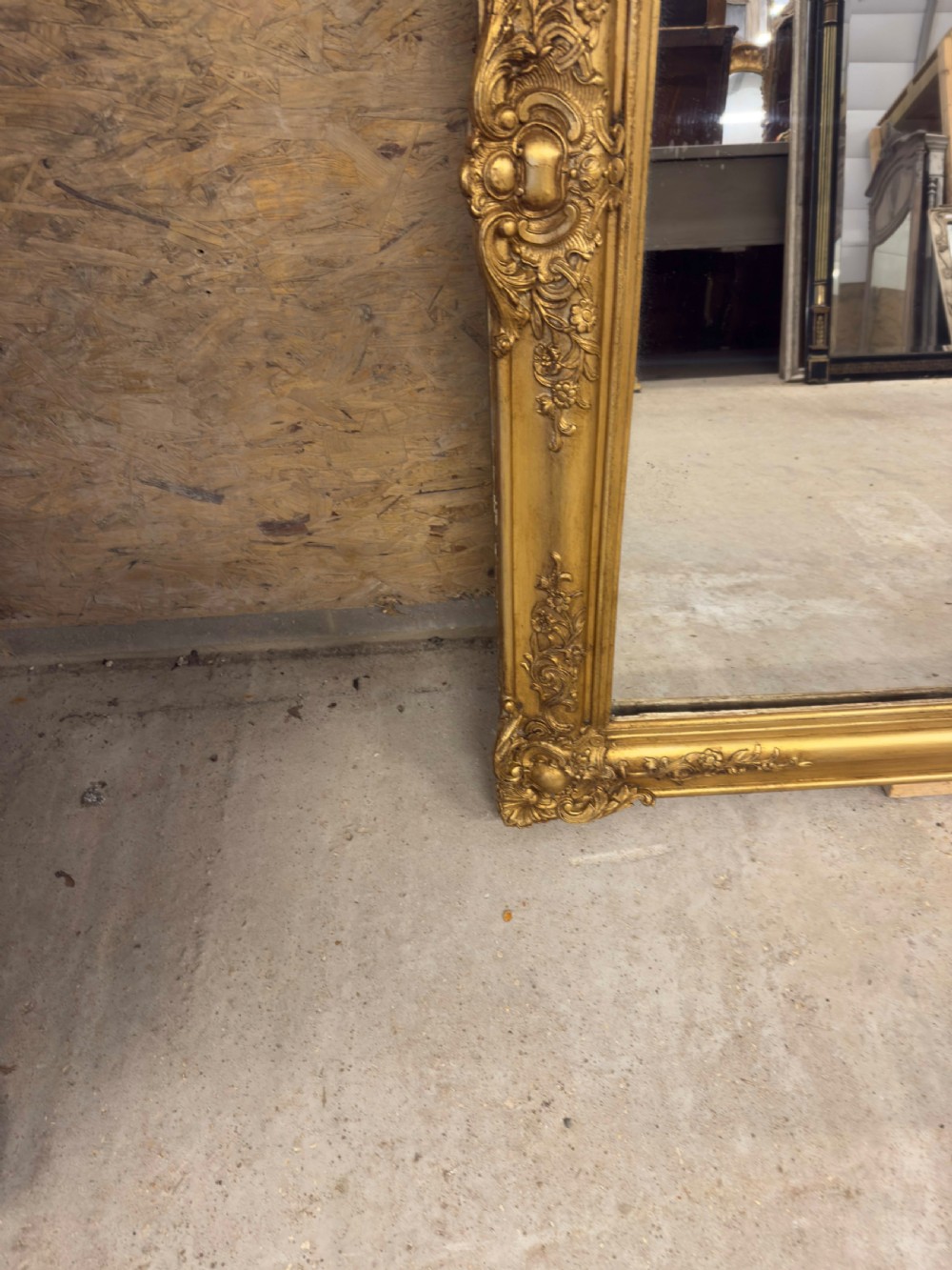 A Truly Exceptional Antique French 19th Century carved wood & gesso gilt Louis Philippe Mirror. View III