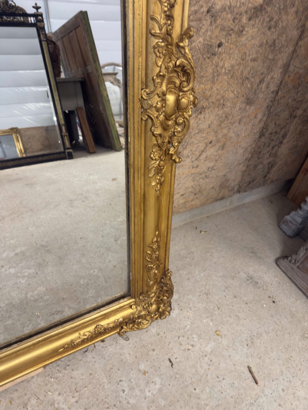 A Truly Exceptional Antique French 19th Century carved wood & gesso gilt Louis Philippe Mirror. View V