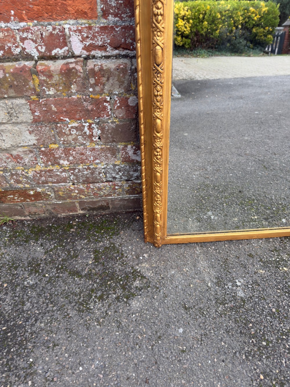 A Fabulous large Antique English 19th Century arched top gilt Overmantle Mirror. View III